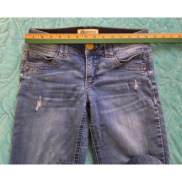 Democracy Ab technology Distressed Straight Jeans Woman's Size 4 - Picture 3 of 6